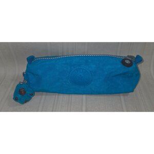 Kipling  Blue Pencil Case Organizer with Zipper Closure Cosmetic Bag with Monkey
